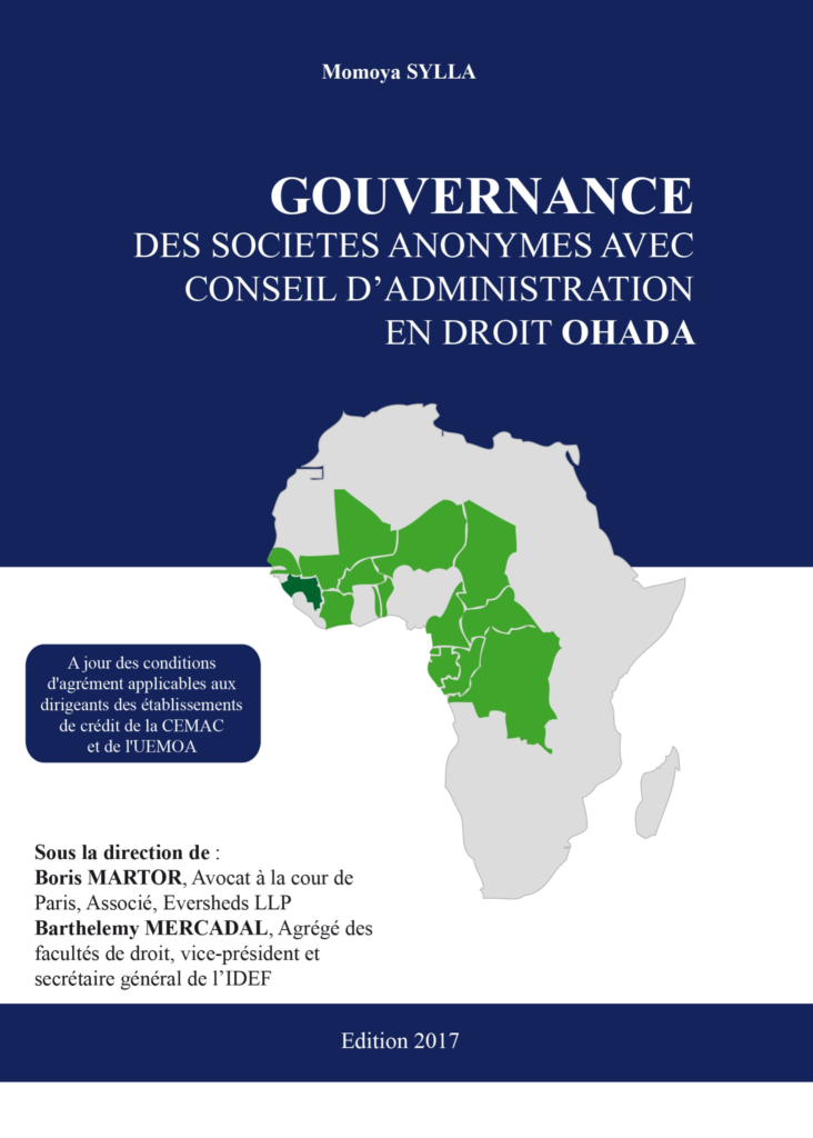 Couverture d’ouvrage : Gouvernance des sociétés anonymes avec conseil d'administration en droit OHADA - Edition 2017